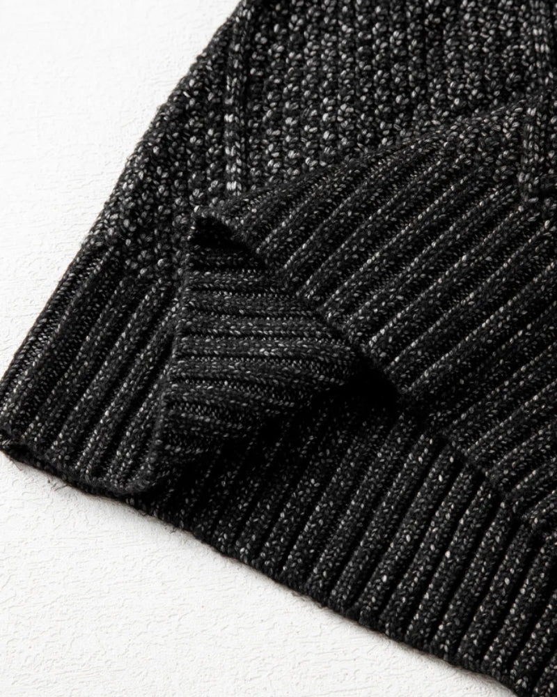 Round Neck Long Sleeve Drop Shoulder Pullover Sweater Casual Loose Fit Cable Knit Mid Length Sweater