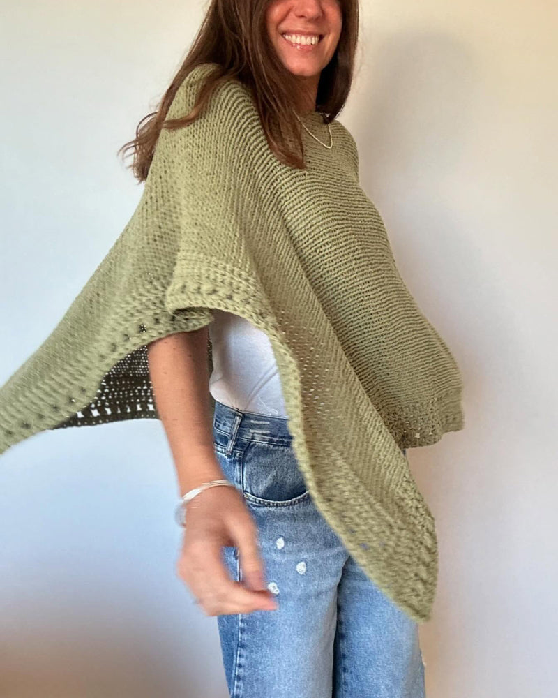 Solid Batwing Sleeve Hollow Out Crochet Pattern Top Casual Cover Up