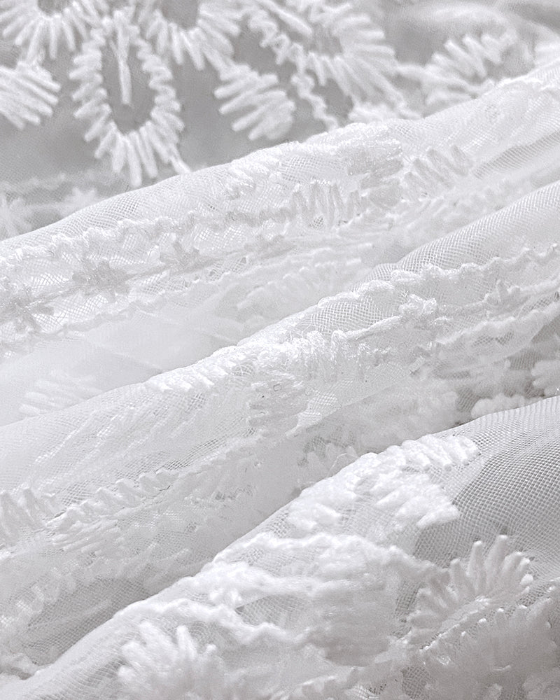 Floral Lace Embroidered Mesh Patchwork High-Low Hem Baseball Coat Casual Side Slit Zip Up Bomber Jacket