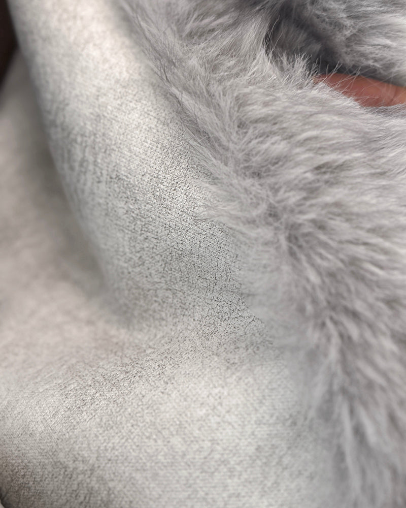 Turn-down Collar Long Sleeve Faux Fur Coat Jacket Casual Warm Fluffy Cropped Coat