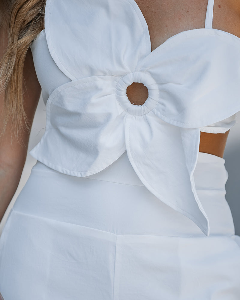 Floral Pattern Hollow Out Pocket Design Jumpsuit