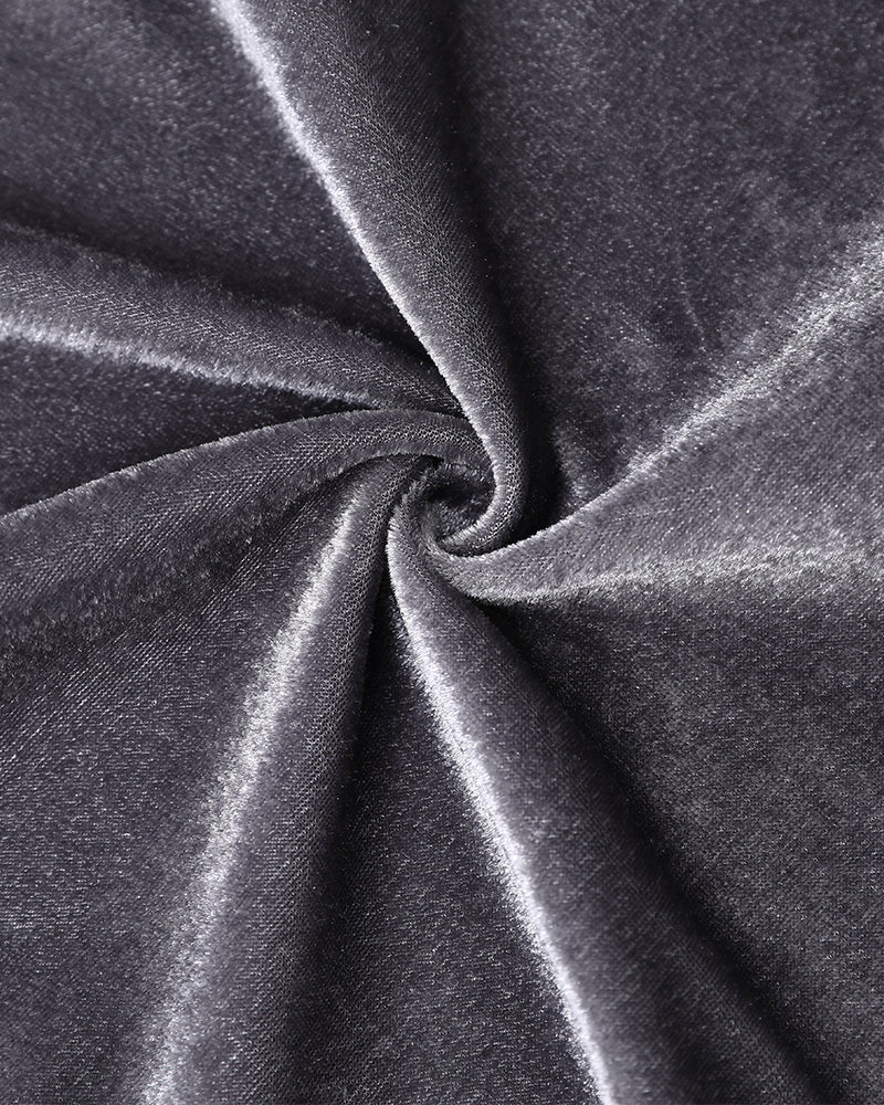 Velvet Open Front Puff Sleeve Contrast Sequin Coat