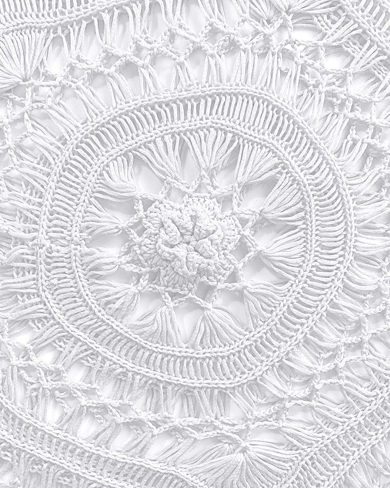 Boat Neck Batwing Sleeve Hollow-out Casual Top Asymmetrical Scallop Hem Crochet Pattern Cover Up