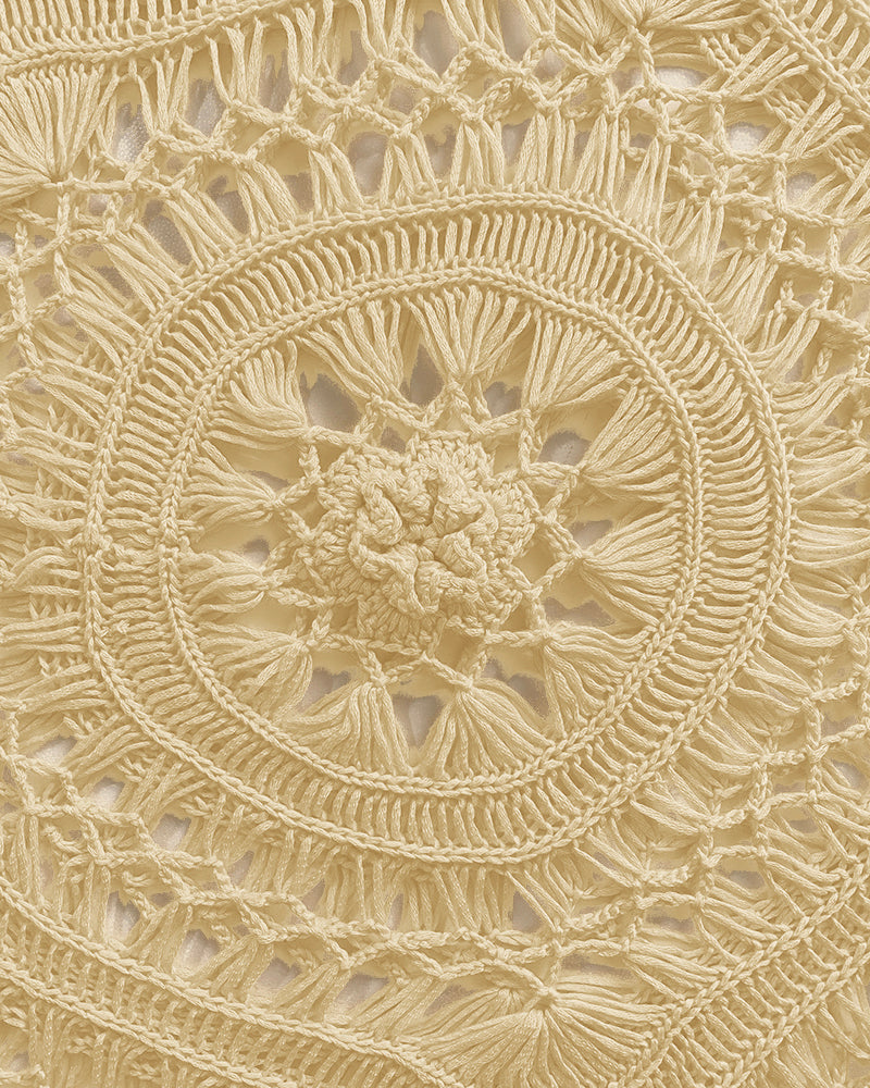 Boat Neck Batwing Sleeve Hollow-out Casual Top Asymmetrical Scallop Hem Crochet Pattern Cover Up